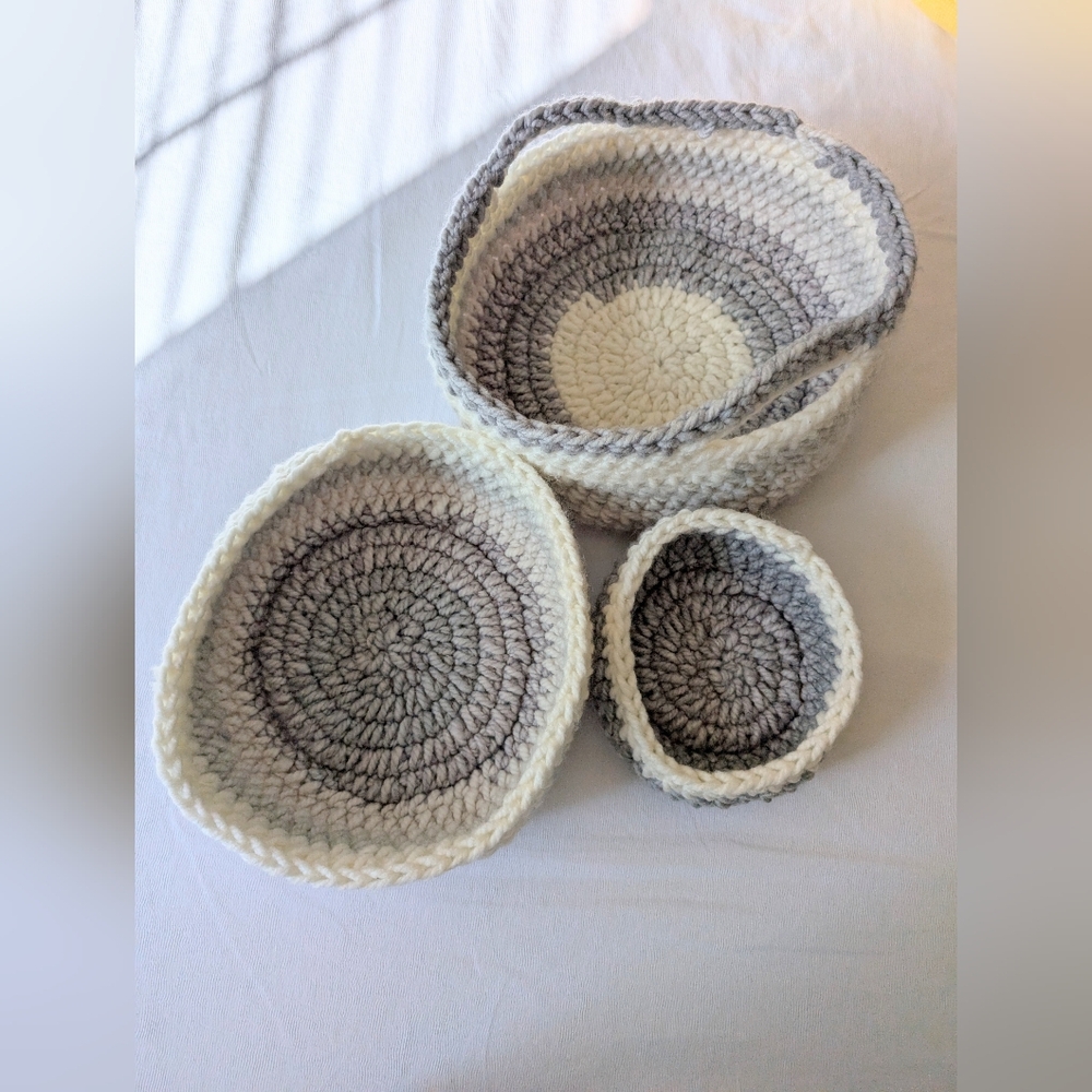Gray and White Basket Set